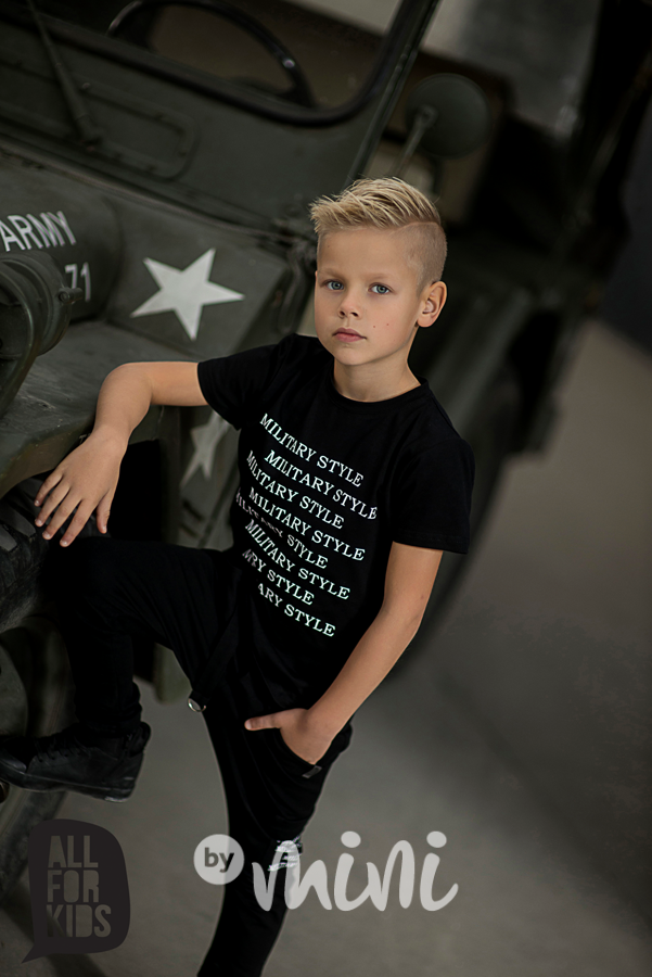 Military style khaki chlapecké triko