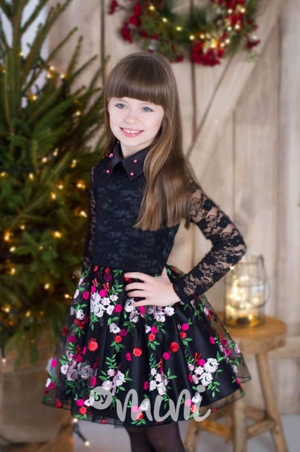 Luxusní šaty "Black Flower lace"