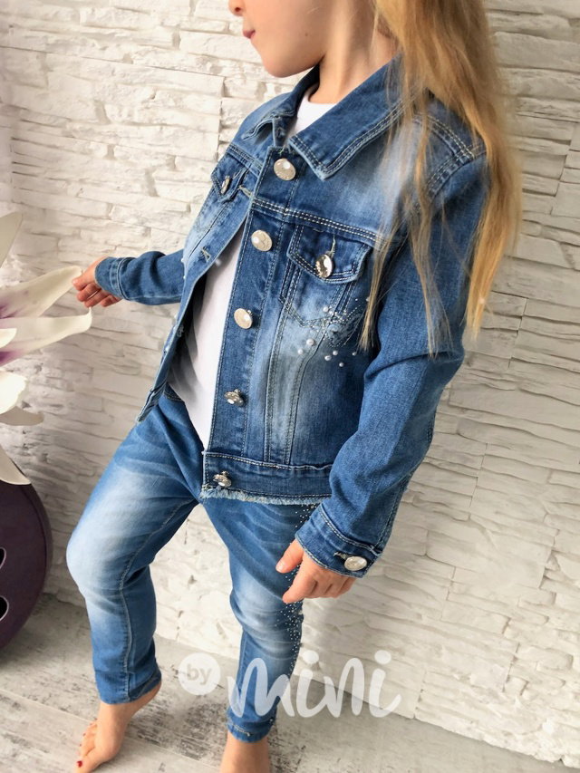 Jeans bundička motýlci & kamínky