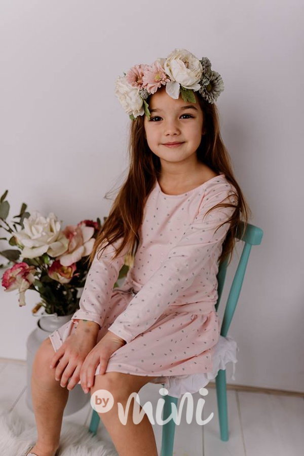 Puntíkaté romantic šaty baby pink