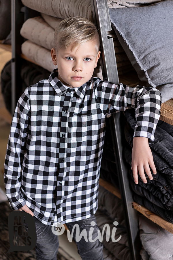 Chlapecká kostkovaná košile černobílá