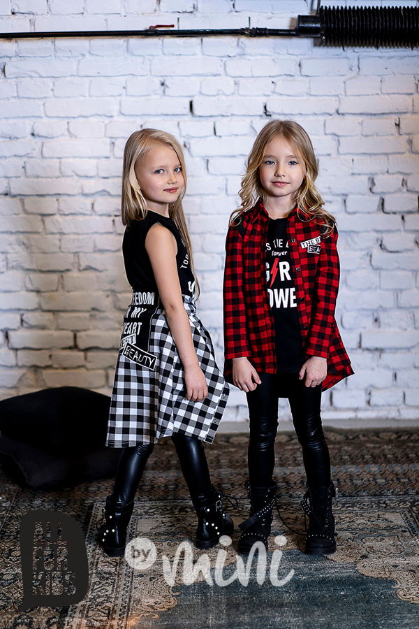 Karo dívčí košile červená