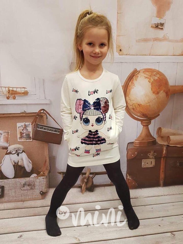 Cutie dívčí tunika s flitry cream