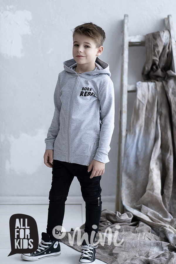 Born rebel prodloužená mikina grey