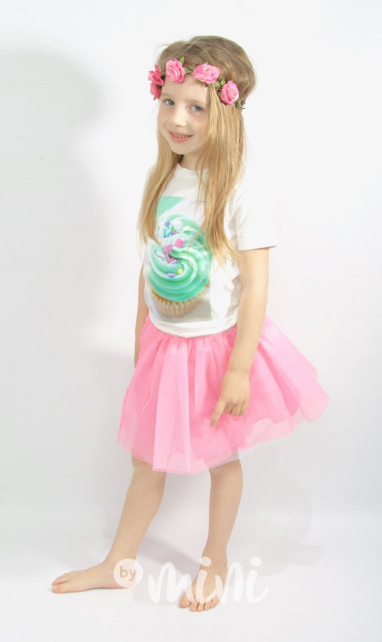 Růžový cupcake dětský set - tutu sukně + triko