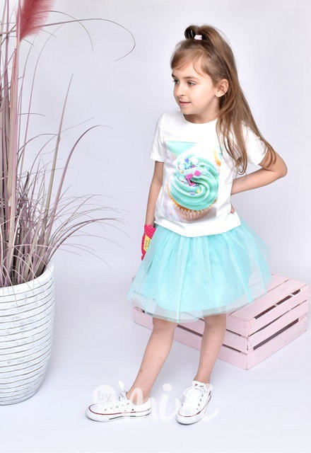 Dívčí cupcake zelený set - tutu sukně+triko
