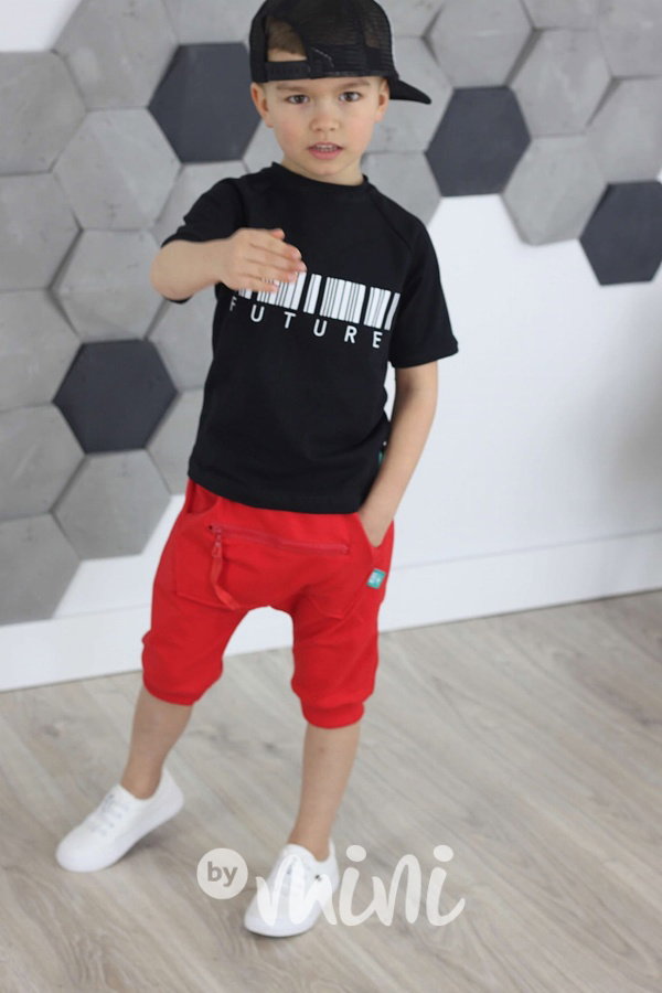 Red baggy shorts zip