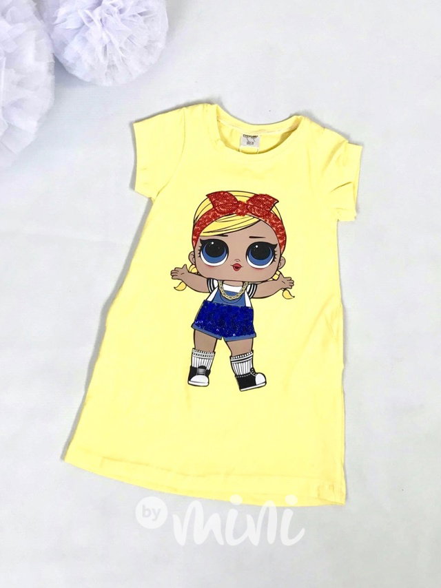 Dětské LOL letní šaty s krátkými rukávy s panenkou a kapsami