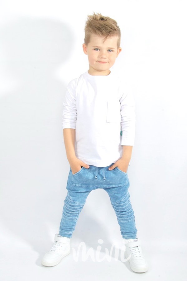 Acid wash biker pants modré