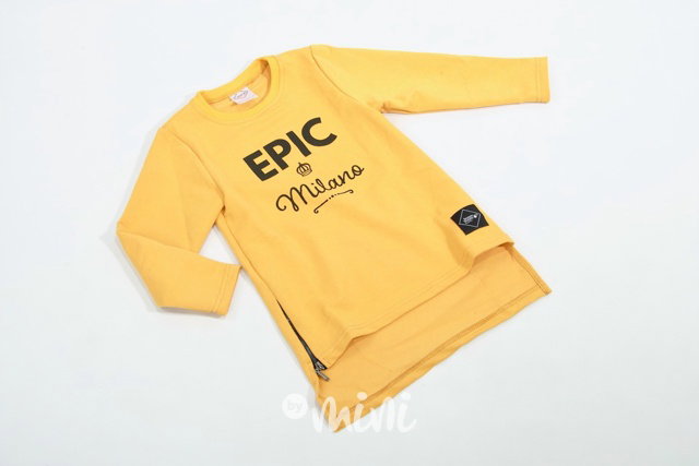 EPIC long mikina se zipem mustard