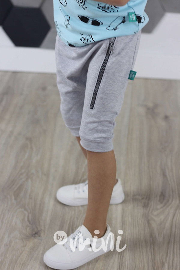 Šedé baggy shorts se zipem