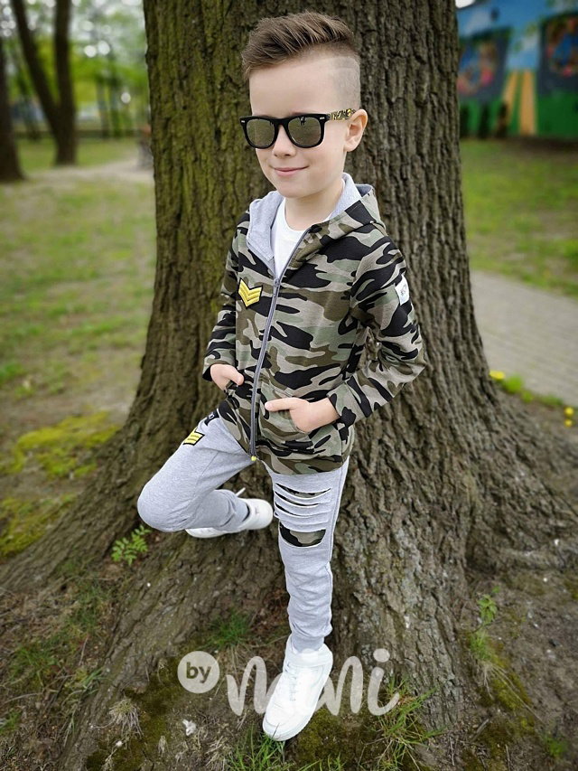 Designové tepláčky grey/army