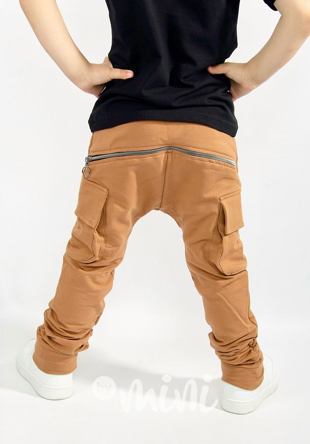 Hnědé chlapecké baggy kapsáče zip