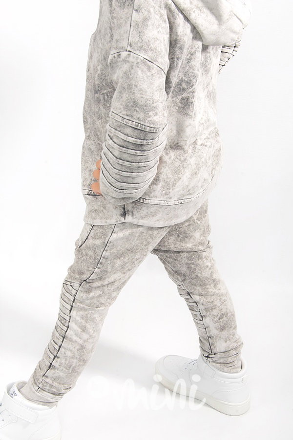 Acid wash biker mikina grey