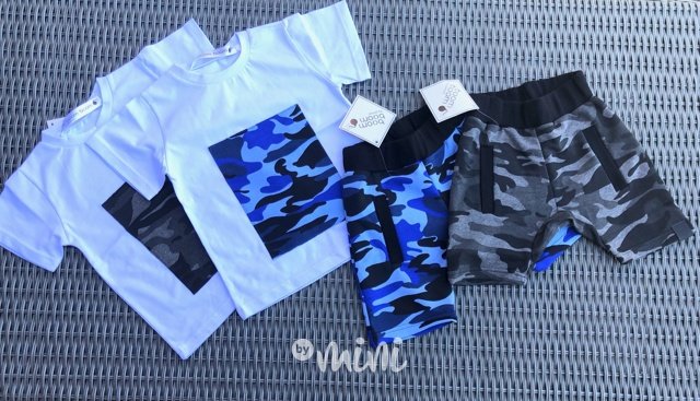 Blue army shorts + triko