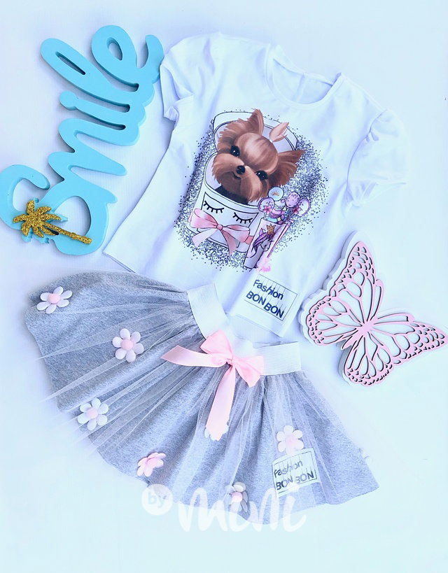 *Luxury* Puppy & Flowers tutu set - tylová sukně