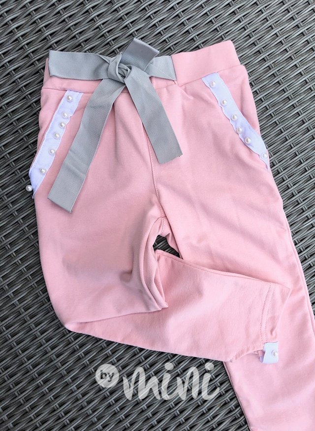 Pink zdobené letní kalhoty