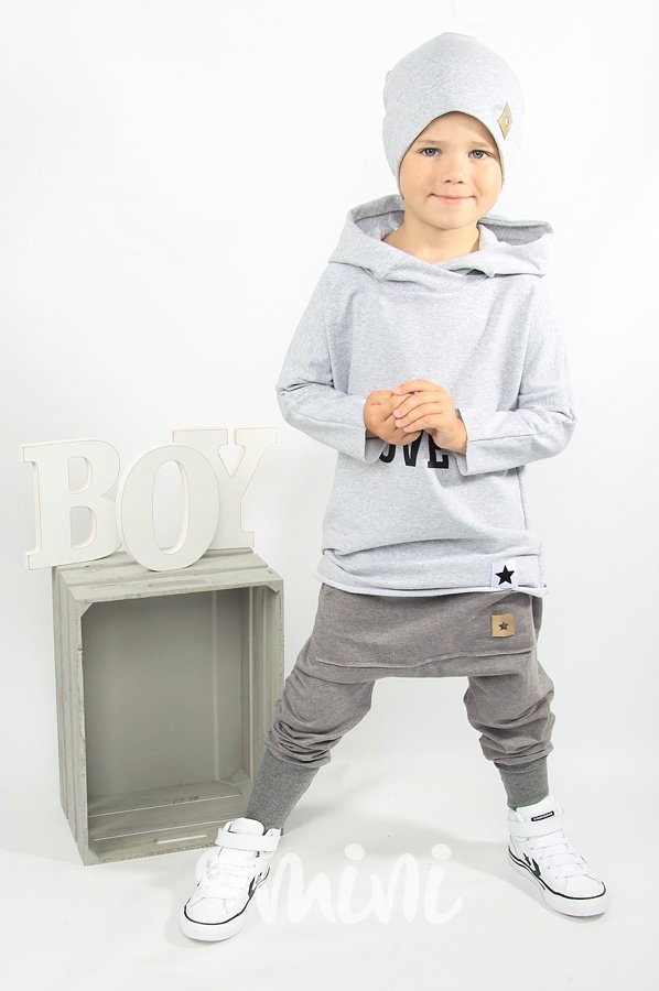 Fashion dětské baggy STAR s dlouhým nápletem šedé