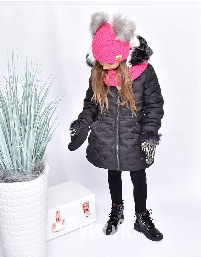 Dětský zimní černý kabát