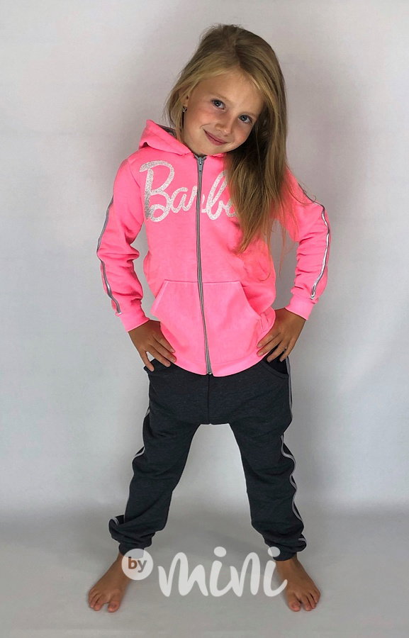 Barbie vyteplená souprava - neon pink