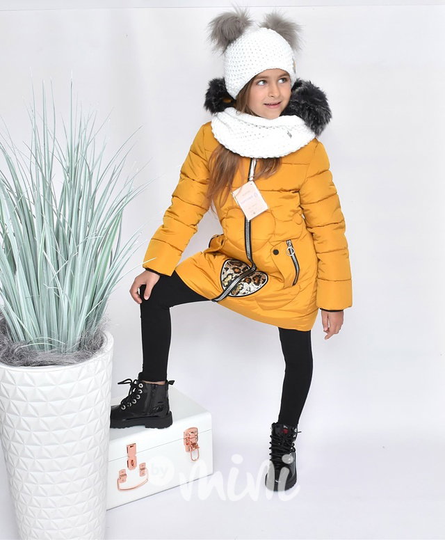 Pompon duo dívčí čepka s nákrčníkem - white