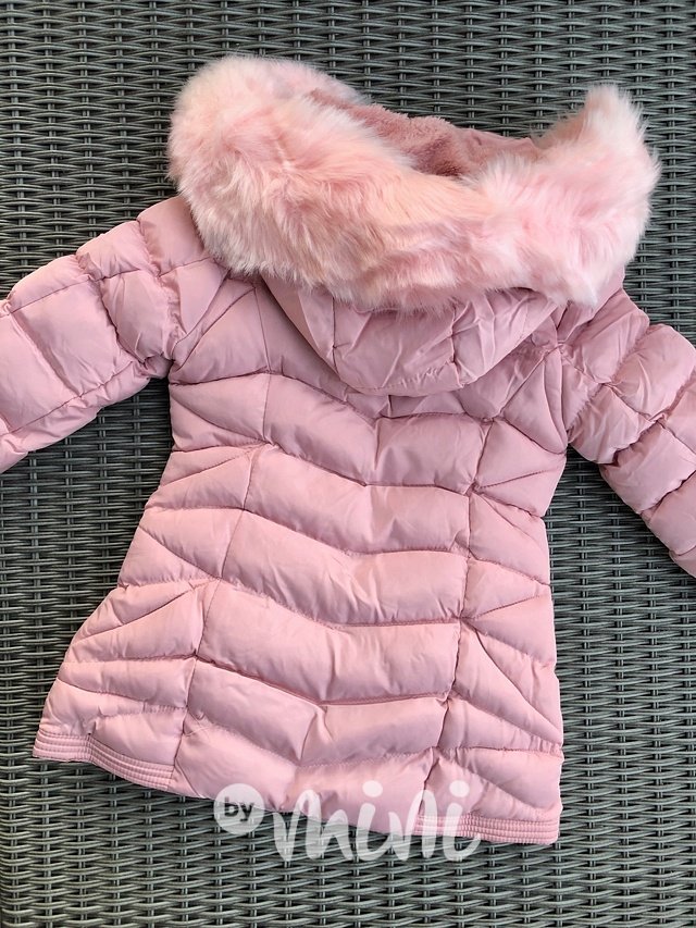 Růžový dívčí zimní kabátek malá srdíčka