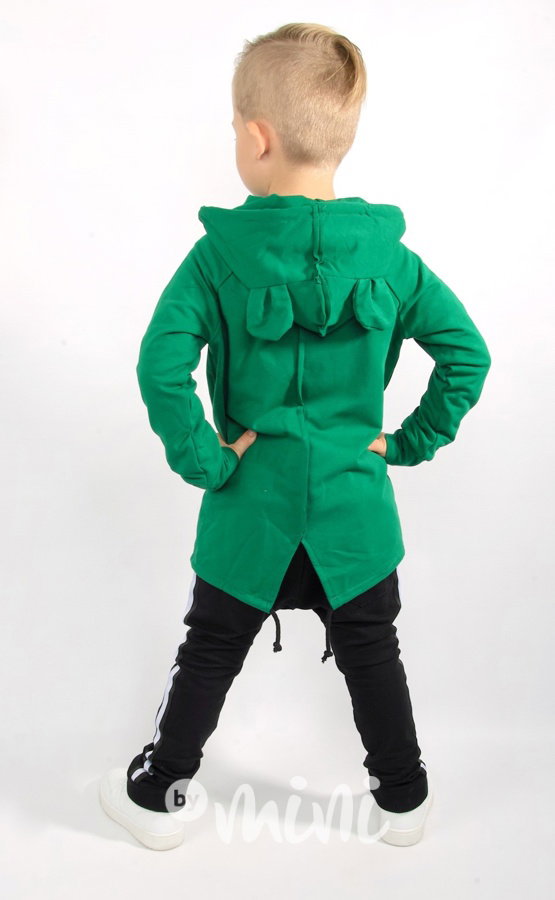 Dětská chlapecká zelená mikina na zip s kapucí By Mini