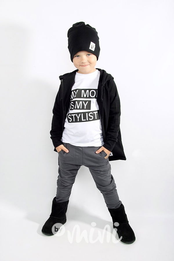 Chlapecká černá mikina long s kapucí a na zip