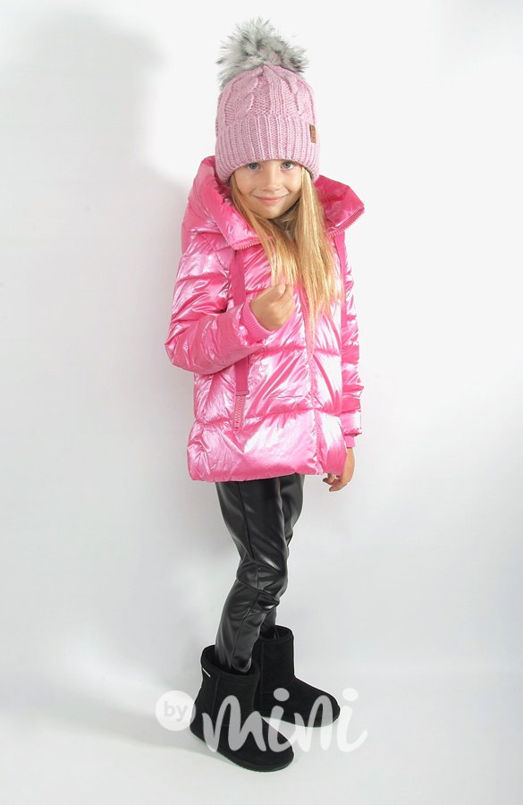 Metallic pink zimní dívčí bunda