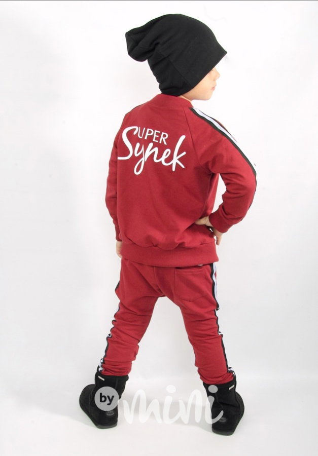 Super synek lampas set bordo - mikina + baggy