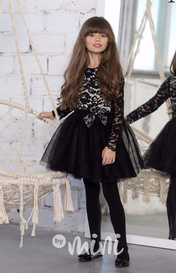 Luxury black lace dress dívčí šaty