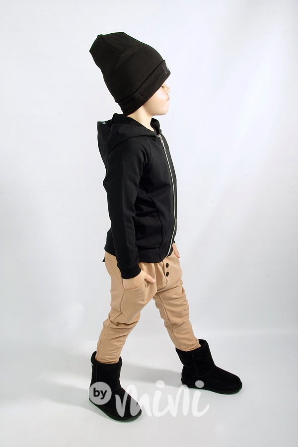 Baggy tepláčky s knoflíky - karamel