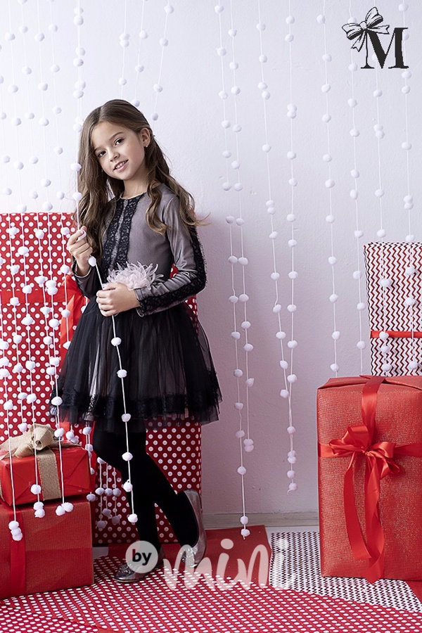 Luxury dress dívčí šaty s ozdobnou kytičkou