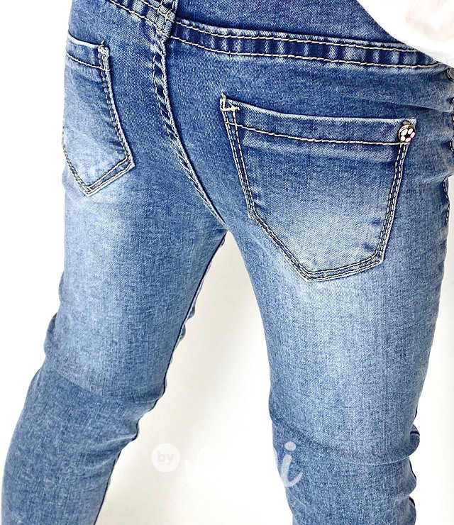 Stretch  blue jeans jegginy s kamínky