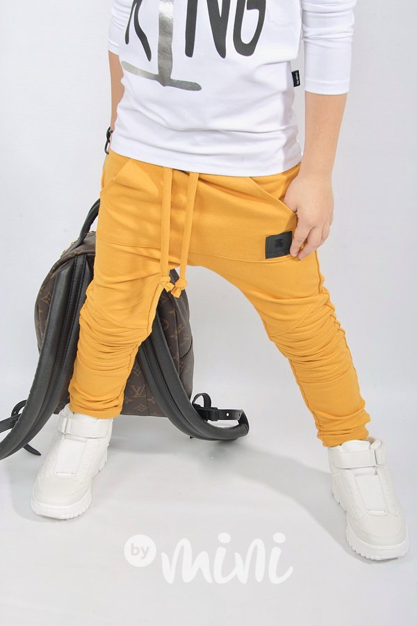 Biker slim baggy s prošitím - mustard