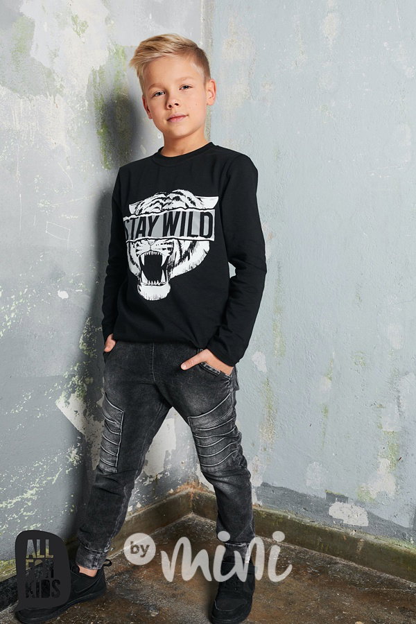 Baggy s prošitím - ice black denim