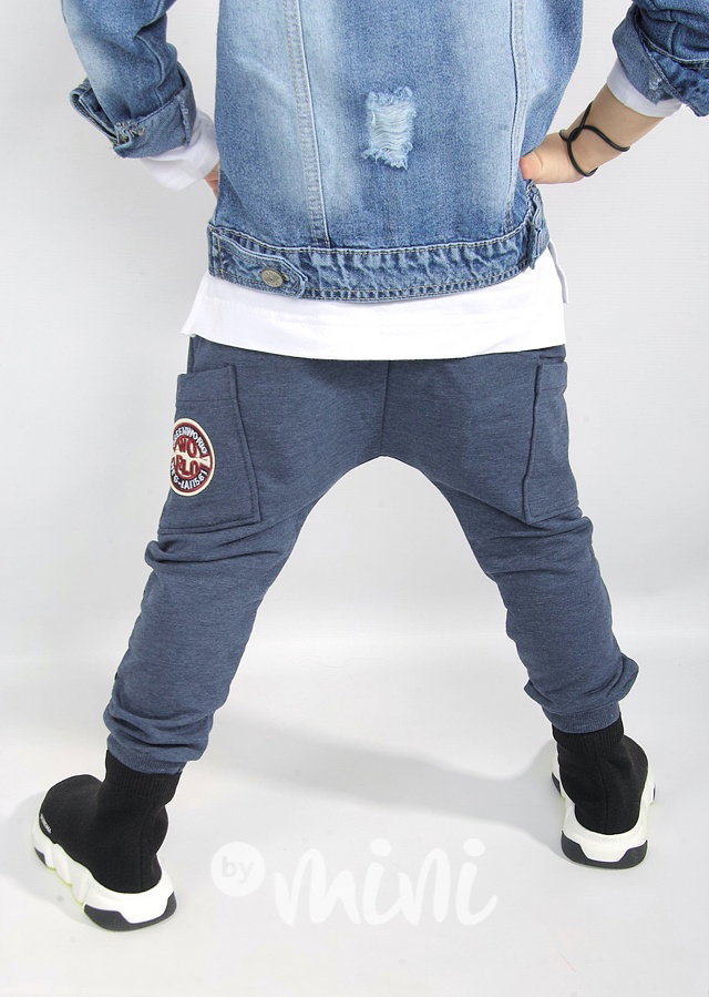 Blue melange baggy s nášivkou