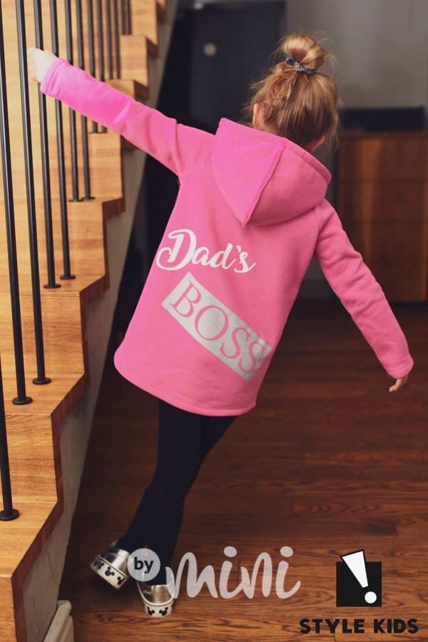 Dad's boss - vyteplená dlouhá mikina pink