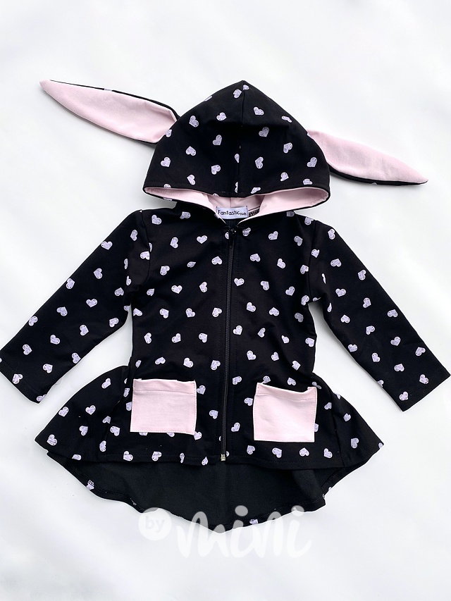 Bunny mikina černá - srdíčka