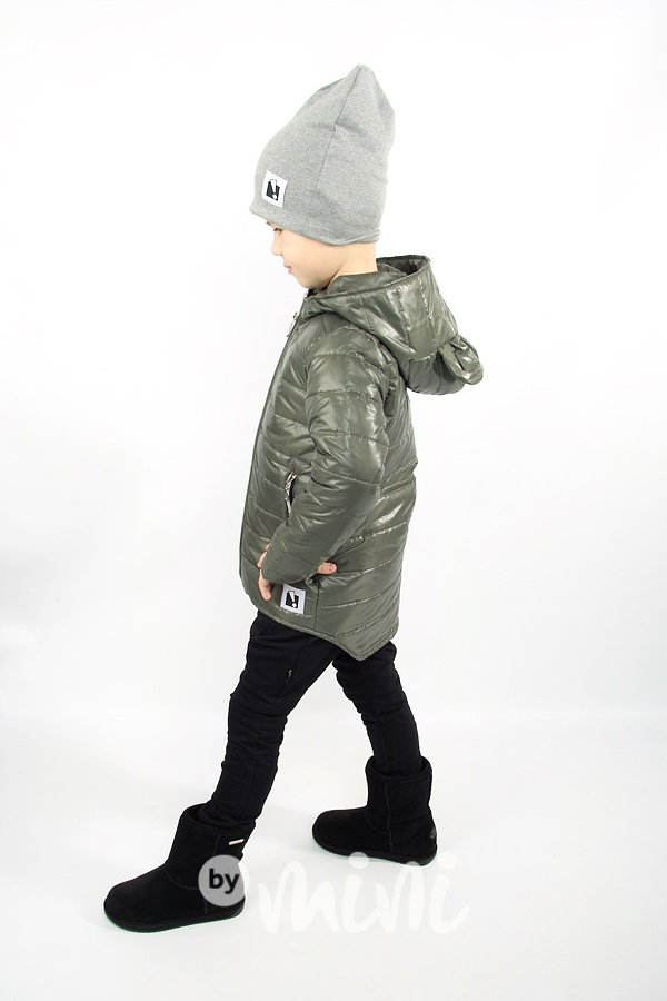 Jarní prošívaná long bunda ouška - khaki