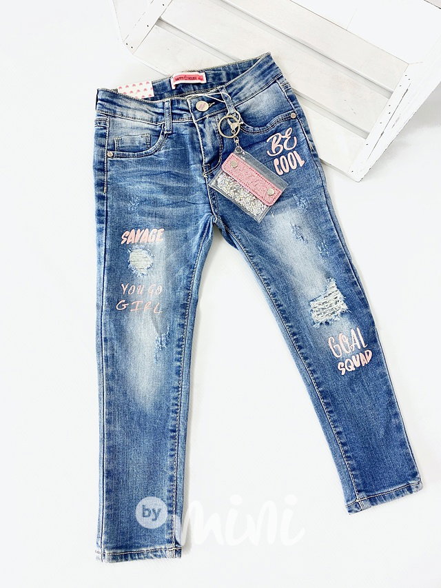 Fashion jeans s karabinou