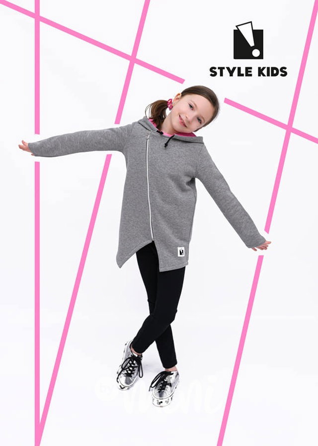 *HIT* long mikina ouška - grey/pink