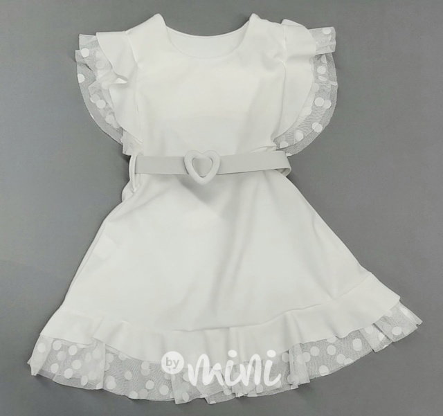 Srdíčkové elegant dívčí šaty - white