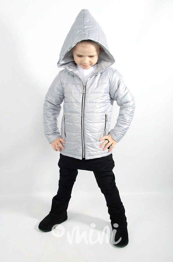 Jarní prošívaná long bunda - silvergrey