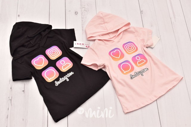 Instagram triko kapuce - black