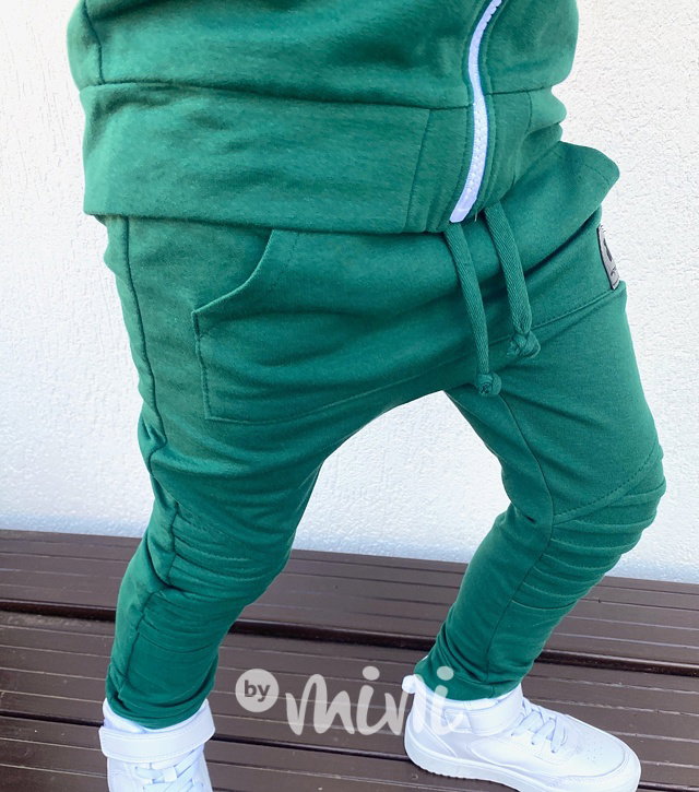 Biker slim baggy s prošitím - smaragd