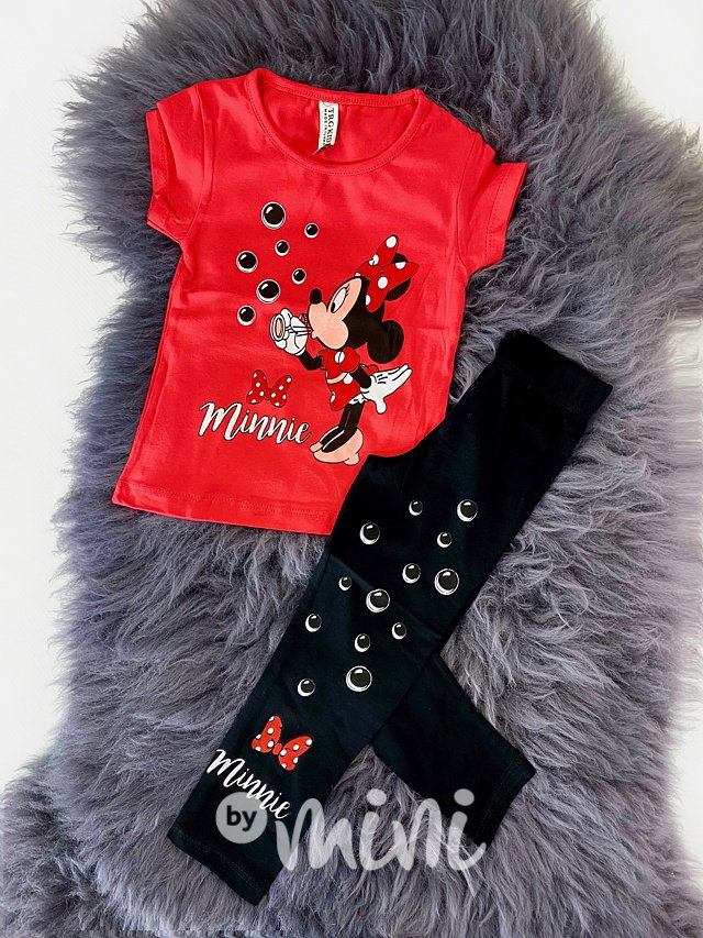 Minnie bubble top + legíny - červená/černá