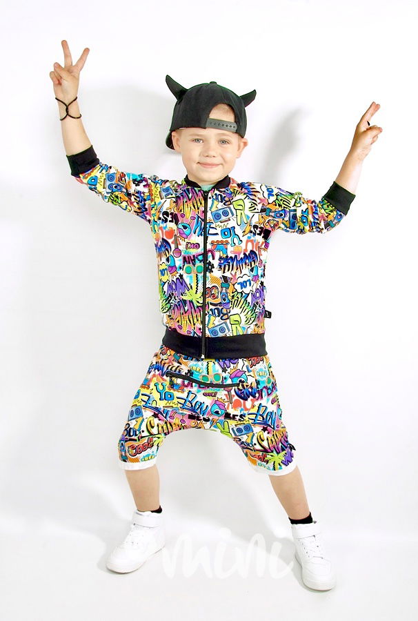 Street art baggy kraťasy se zipem