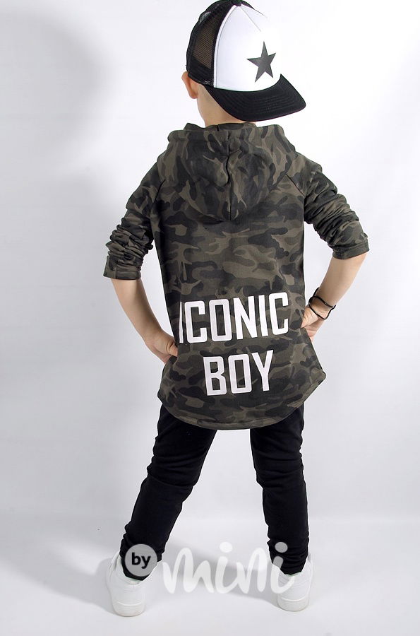 Iconic boy long mikina - army