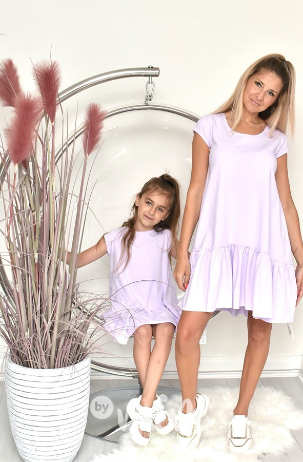 Lila šaty pro matku a dceru 